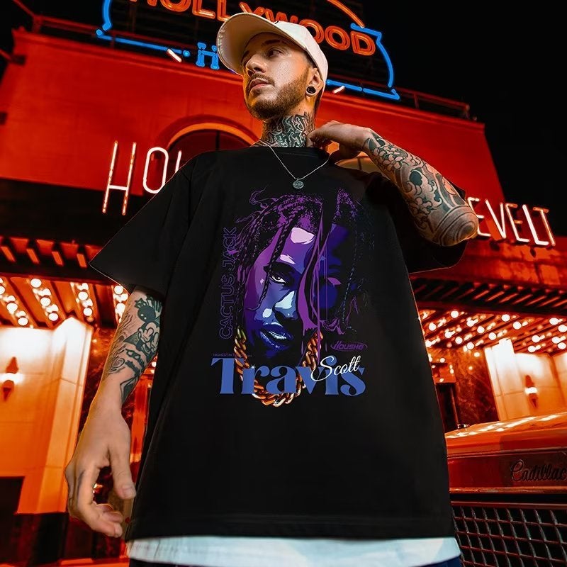 American Style Trendy T-Shirt Oversize Plus Size Loose Fat Men'S Fashion Brand Couple'S Short Sleeve Summer Fashion - Image 1
