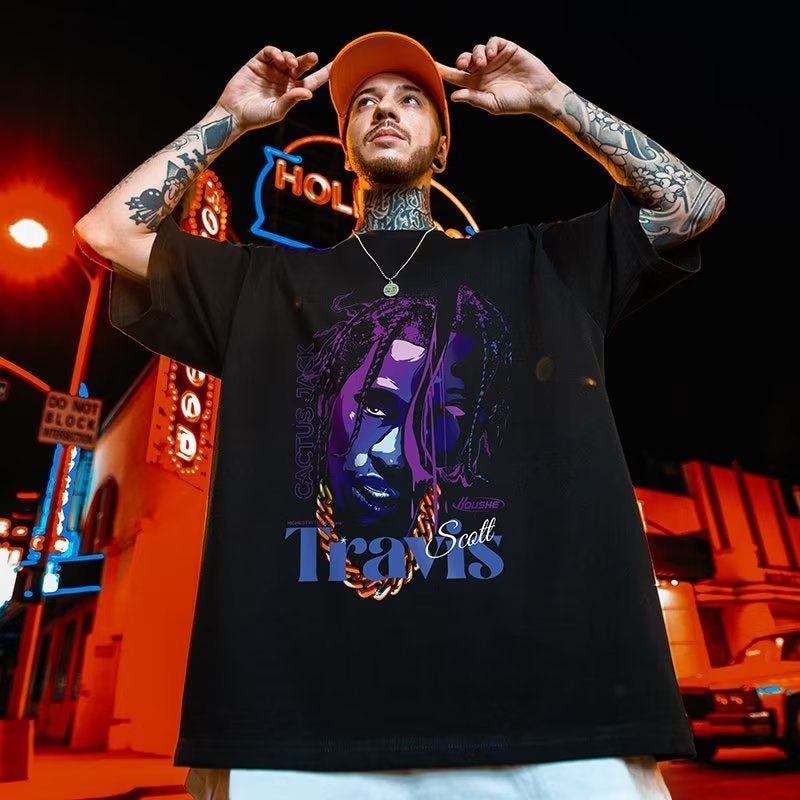 American Style Trendy T-Shirt Oversize Plus Size Loose Fat Men'S Fashion Brand Couple'S Short Sleeve Summer Fashion - Image 2