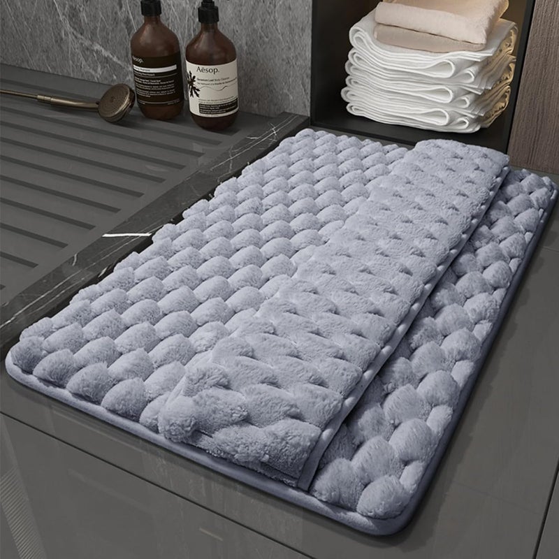 Lullaxx Premium Bathroom Rug Super Absorbent,Non Slip Mat,Machine Washable Mat,Plush Cloud,Like Velvet Memory Foam carpet,Thickened 30MM for Ultimate Comfort,40 * 60cm (grey) - Image 1