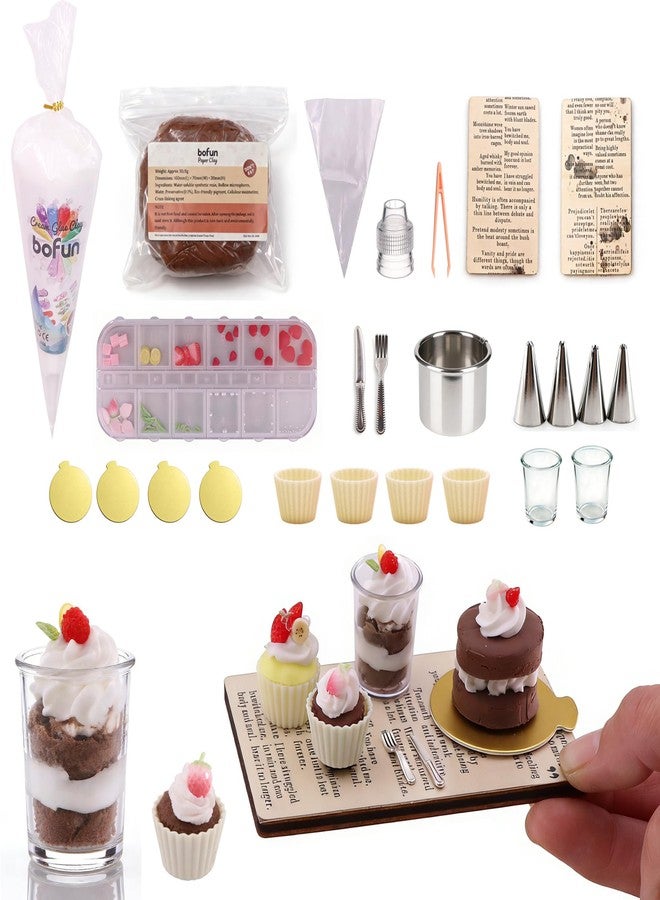 BoFUN Mini Craft Baking Kit, DIY Food Making Set for Teens Adults, Miniature Bakery Craft, Girls Night Date Night Activity, 1:12 Scale Dollhouse Accessories (Mini Cake) - Image 1