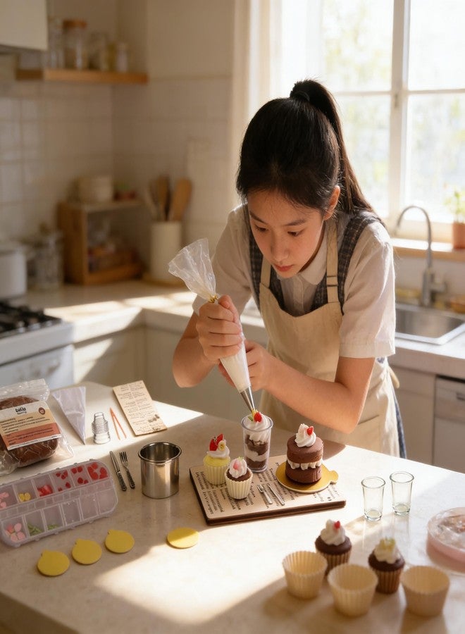 BoFUN Mini Craft Baking Kit, DIY Food Making Set for Teens Adults, Miniature Bakery Craft, Girls Night Date Night Activity, 1:12 Scale Dollhouse Accessories (Mini Cake) - Image 4