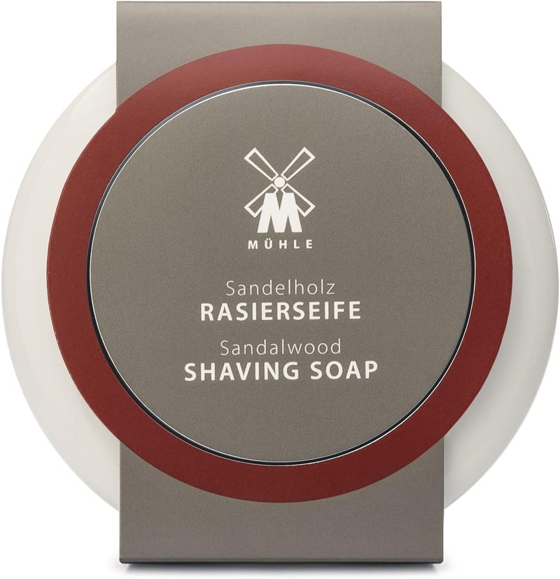 MHLE SHAVE CARE Porcelain Dish incl Shaving Soap 65g Sandalwood - Image 1
