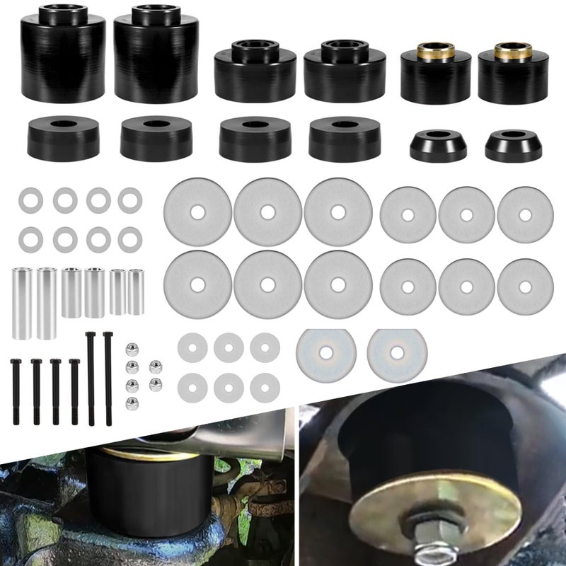مجموعة حوامل جسم VSEK متوافقة مع فورد F150 F250 F350 2WD 4WD 1980-1998 مع أكمام فولاذية ومعدات بولي يوريثان سوداء
