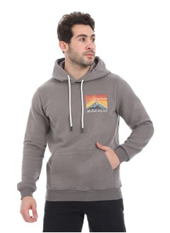 Andora Kangaroo Pockets Fleeced Hoodie_Grey  - Image 1