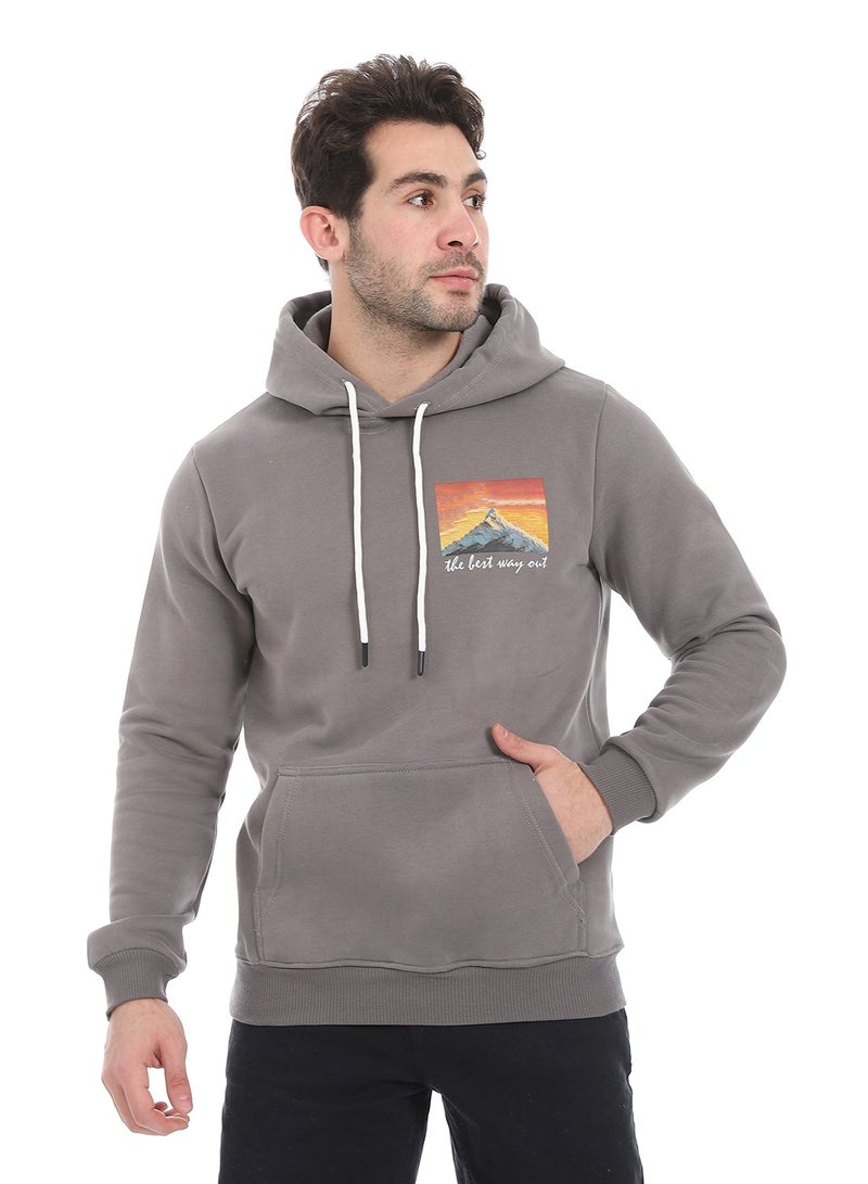 Andora Kangaroo Pockets Fleeced Hoodie_Grey - Image 1