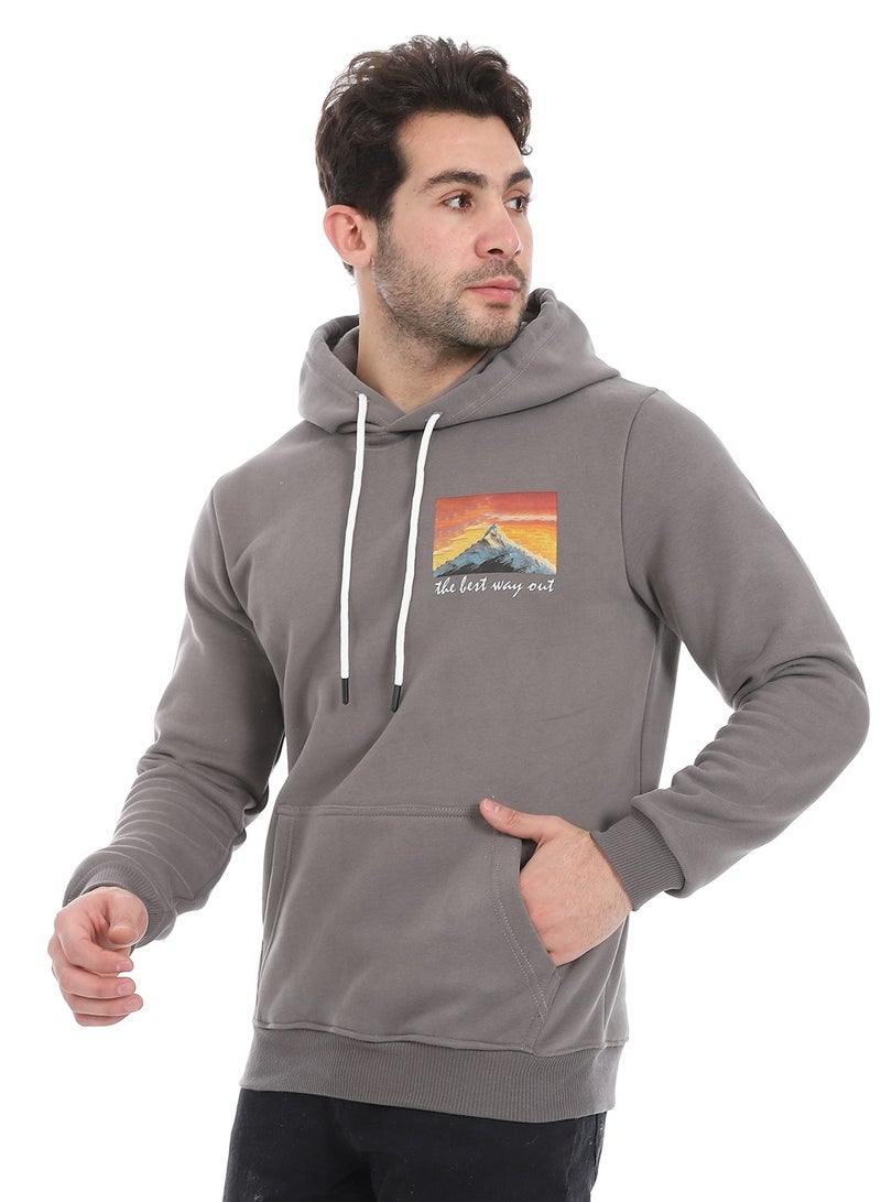 Andora Kangaroo Pockets Fleeced Hoodie_Grey - Image 2