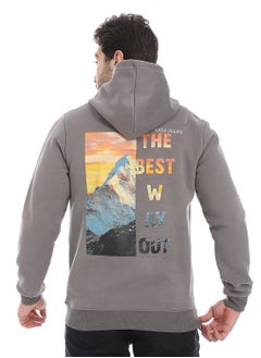 Andora Kangaroo Pockets Fleeced Hoodie_Grey  - Image 3