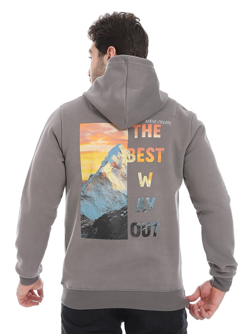 Andora Kangaroo Pockets Fleeced Hoodie_Grey - Image 3