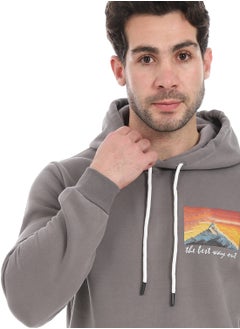 Andora Kangaroo Pockets Fleeced Hoodie_Grey  - Image 4