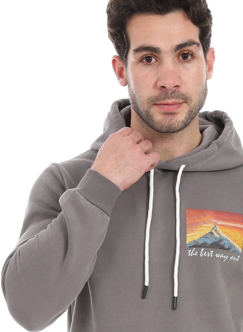 Andora Kangaroo Pockets Fleeced Hoodie_Grey - Image 4
