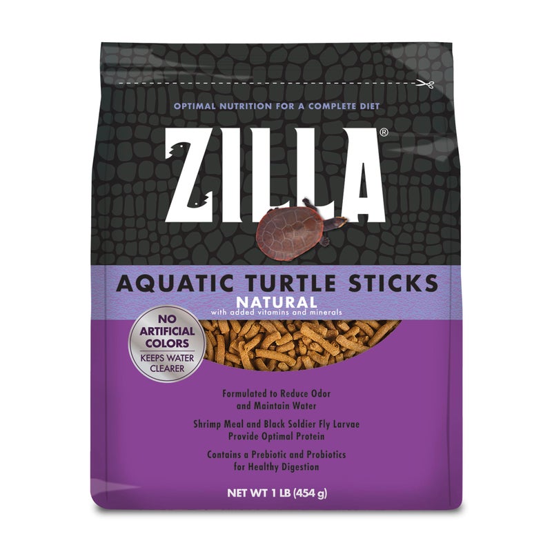 Zilla Pet Aquatic Turtle Sticks, Natural with Added Vitamins and Minerals, Nutrient-Rich Floating Food for Turtles, 1 lb - Image 1