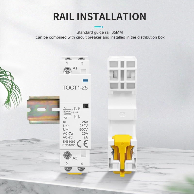 1NC 220V AC Modular Contactor 25A 2P Din Rail Household 110V 230V 24V NO NC - Image 4