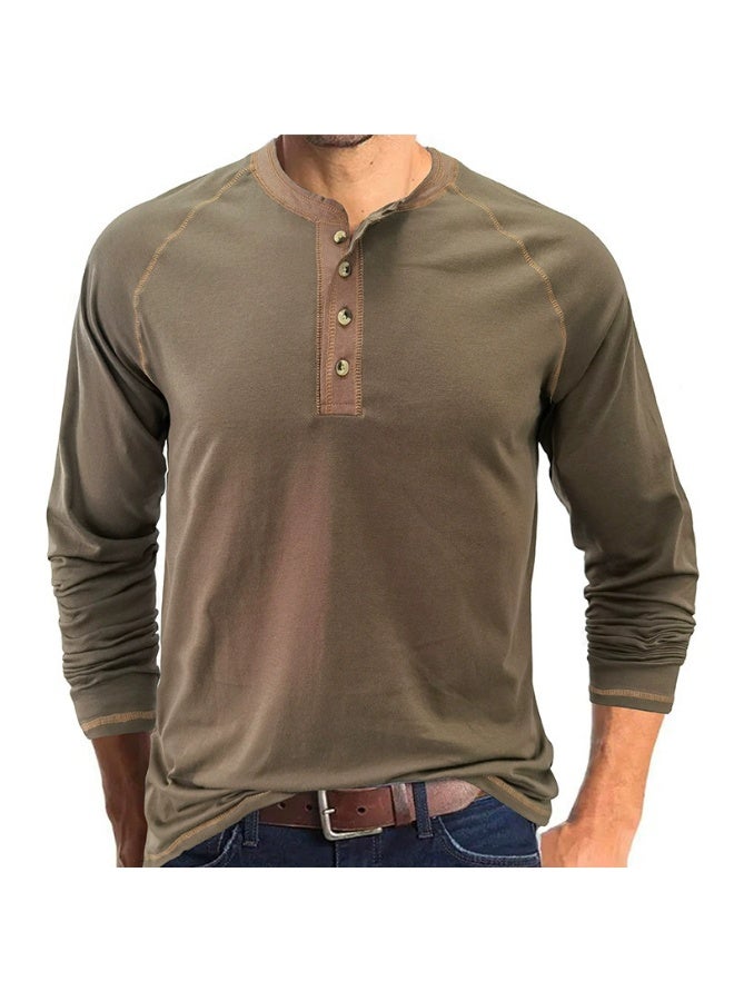 general Men's Henley Shirts Raglan Long Sleeve Casual Slim Fit Lightweight Fashion T-Shirts - Image 1