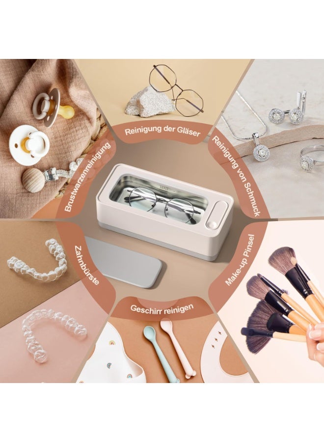 CMGTYYD Ultrasonic Jewelry Cleaner - Protable Professional Ultrasonic Cleaner Machine for Jewelry, Ring, Silver, Retainer, Eyeglass, Watches, Coins (White) - Image 2