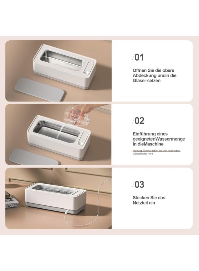 CMGTYYD Ultrasonic Jewelry Cleaner - Protable Professional Ultrasonic Cleaner Machine for Jewelry, Ring, Silver, Retainer, Eyeglass, Watches, Coins (White) - Image 4