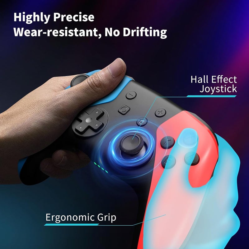 AceGamer Wireless Controller for Nintendo Switch/Switch 2/Lite/OLED/Windows, Hall Effect Joystick for Switch Pro Controllers with Wake Up/Turbo/Vibration/Back Buttons/Programmable - Image 2