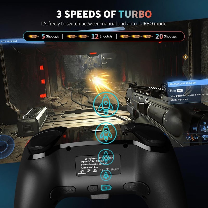 AceGamer Wireless Controller for Nintendo Switch/Switch 2/Lite/OLED/Windows, Hall Effect Joystick for Switch Pro Controllers with Wake Up/Turbo/Vibration/Back Buttons/Programmable - Image 4