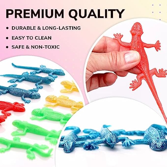 Entervending Lizard Stretchy Toy for Kids - 4 Reptile Toys for Party Favors, Sensory Toys - Treasure Box Prizes - Stretchy Strings - Bulk Toy Pack of 24 - Image 4