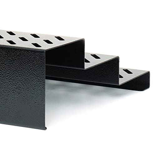 Livzing 3 Tier Expandable Spice Rack - Metal Countertop Display Shelf - Kitchen Cabinet Organizer Stand - 3 Steps Stand for Kitchen - Set of 2 - Black - Expands 12.2 to 21.6 - Image 4