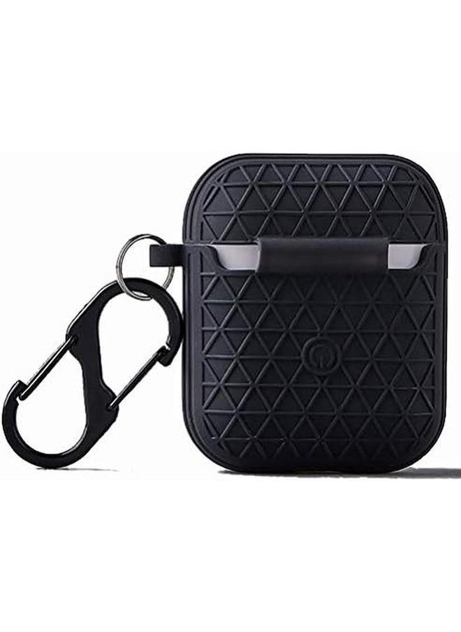 erorex - Flexible Silicone Case With Metal Hook Air Pods Charging Box Black - Image 1