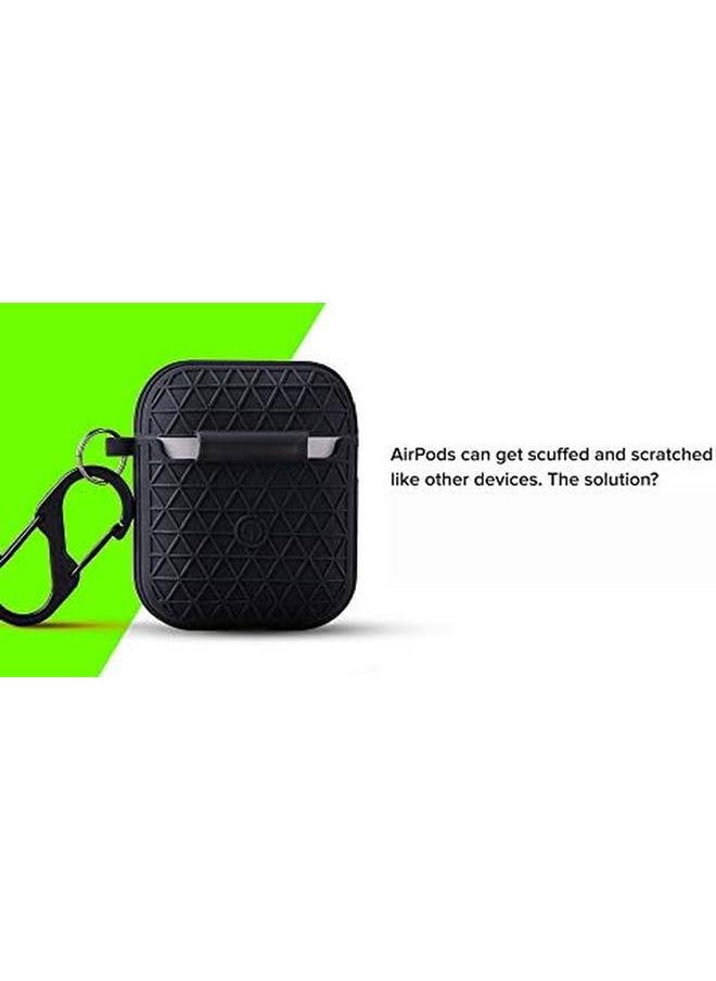 erorex - Flexible Silicone Case With Metal Hook Air Pods Charging Box Black - Image 1