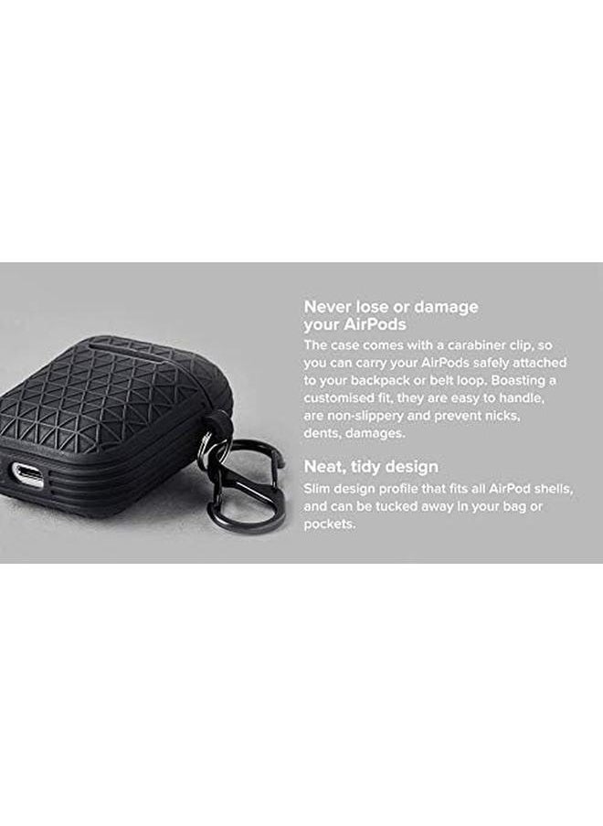 erorex - Flexible Silicone Case With Metal Hook Air Pods Charging Box Black - Image 1