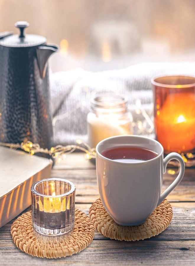 oruola أورولا قطعتان من قواعد الأكواب المنسوجة الطبيعية، قواعد أكواب من الخيزران، قواعد أكواب دائرية من الخوص بقطر 3.93 بوصة، قواعد أكواب بوهيمية مقاومة للحرارة، قواعد أكواب للمشروبات الساخنة، هدايا مثالية لتدفئة المنزل، ديكور منزلي لحماية الطاولة - Image 5