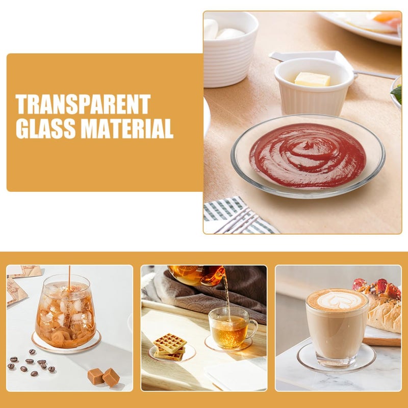 2pcs 12x12cm Round Glass Tea Saucers Dessert Plates Snack Appetizer Serving Dishes - Image 4