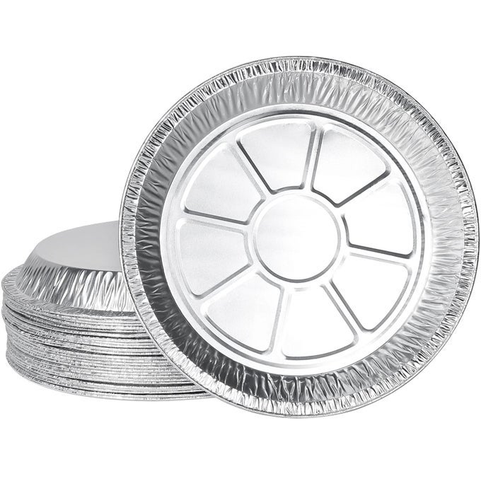 TIN FOIL DISHES 30 PACK DISPOSABLE PLATE CONTAINER FOIL TRAYS FOR BAKING CAKE AND COOKING 9 INCH