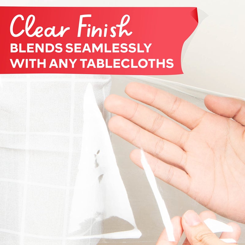 XFasten Round Plastic Table Cloth Cover 90 Inches 0.3mm Thick Waterproof Clear Plastic Tablecloth Protector, Non-Yellowing Plastic Table Cloths for Round Tables and Dining Room Table - Image 4