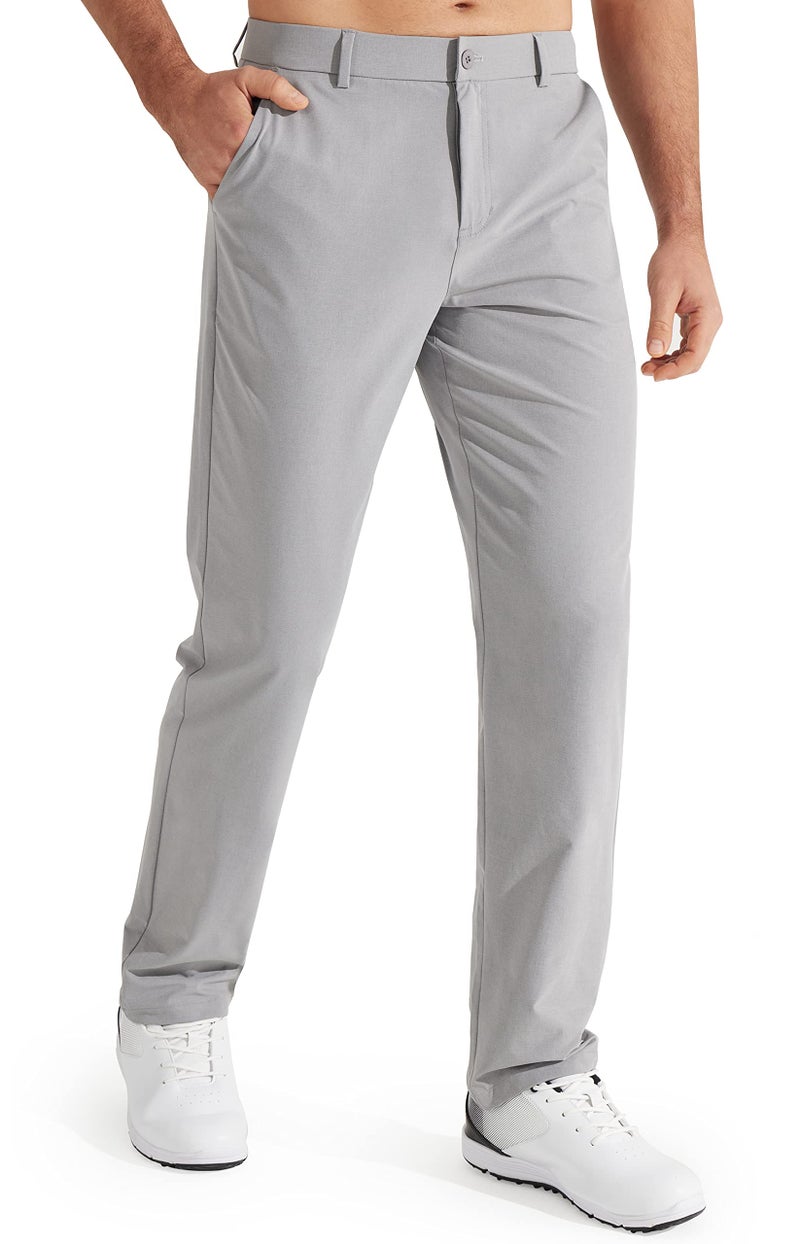Libin Mens Golf Pants Stretch Work Dress Pants 30" Quick Dry Lightweight Business Casual Pants for Men Comfy Water Resistant, Light Grey, 32W x 30L - Image 5