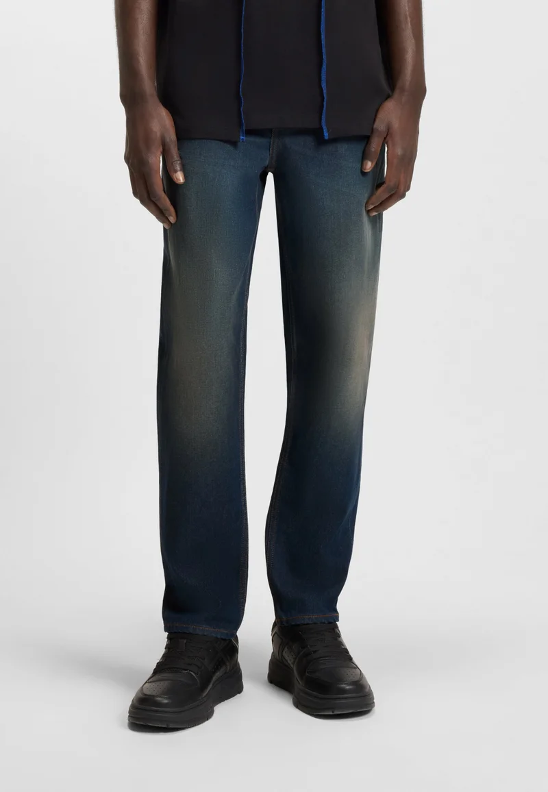 هوجو Tapered-fit jeans in blue stretch denim