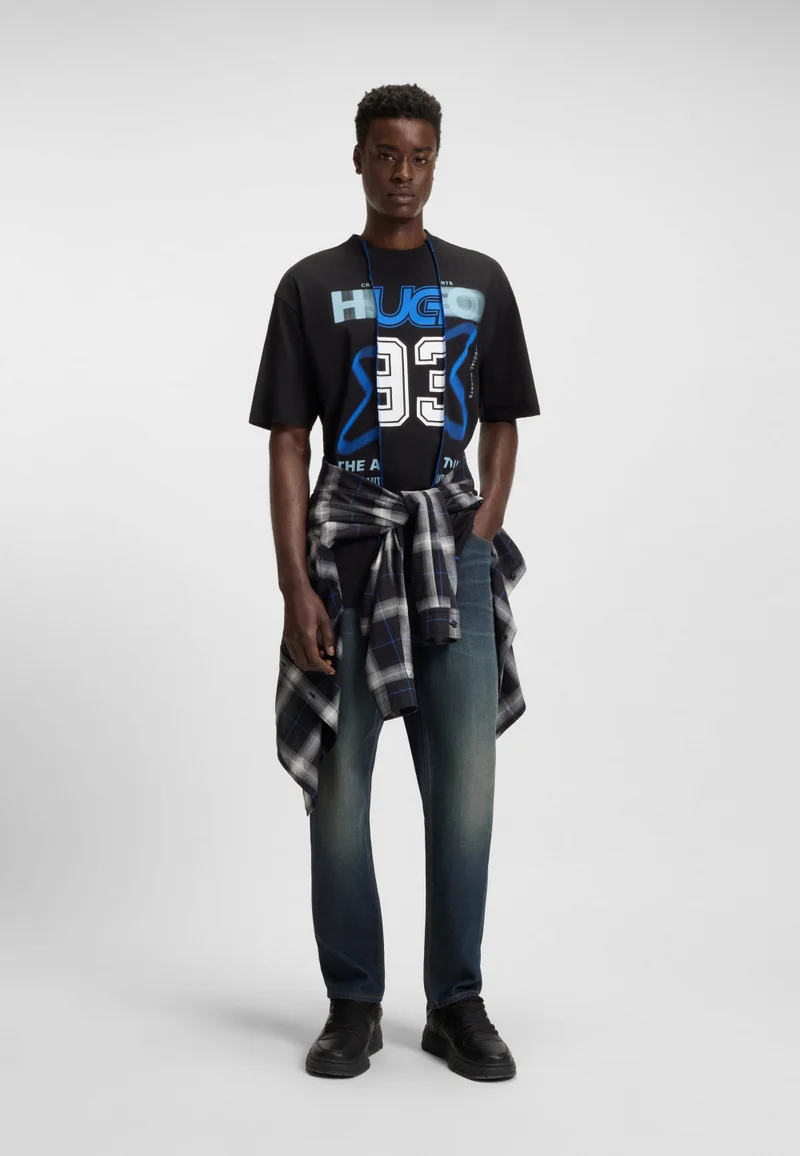 HUGO Dark Blue Tapered-fit jeans in blue stretch denim for Men | Best Price UAE
