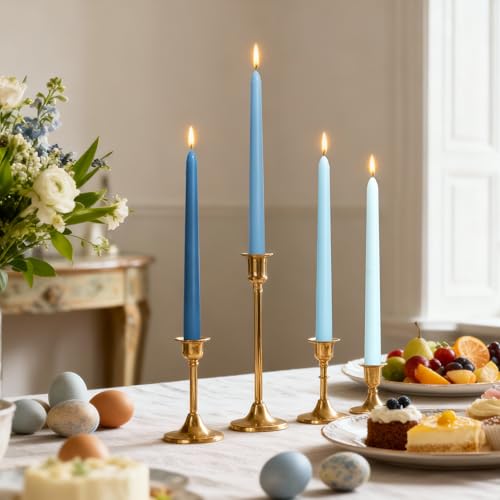 Viyffo 10 Inch Taper Candles-12 Pack Blue, Unscented, Dripless, Smokeless– 8 Hour Burn – Long Tall Tapered Candlesticks for Wedding, Dinner, Holiday, Party, Home Decor Natural Color Series - Image 5