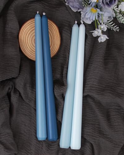 Viyffo 10 Inch Taper Candles-12 Pack Blue, Unscented, Dripless, Smokeless– 8 Hour Burn – Long Tall Tapered Candlesticks for Wedding, Dinner, Holiday, Party, Home Decor Natural Color Series - Image 2