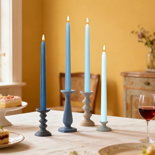 Viyffo 10 Inch Taper Candles-12 Pack Blue, Unscented, Dripless, Smokeless– 8 Hour Burn – Long Tall Tapered Candlesticks for Wedding, Dinner, Holiday, Party, Home Decor Natural Color Series - Image 4