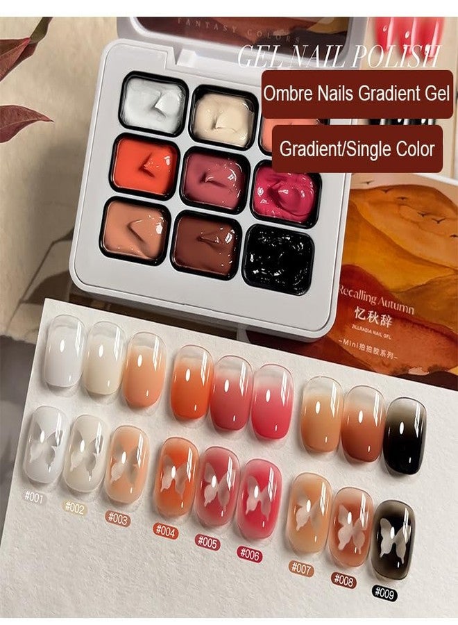 CLY AMS Sponge Pat Paint Nail Gel Palette, 9 Colors Autumn Ombre Nails Gradient Gel Polish, Blush Blooming Aura Nails Drawing Stripper Floral Painting Nail Art, for Home & Salon Use - Image 4