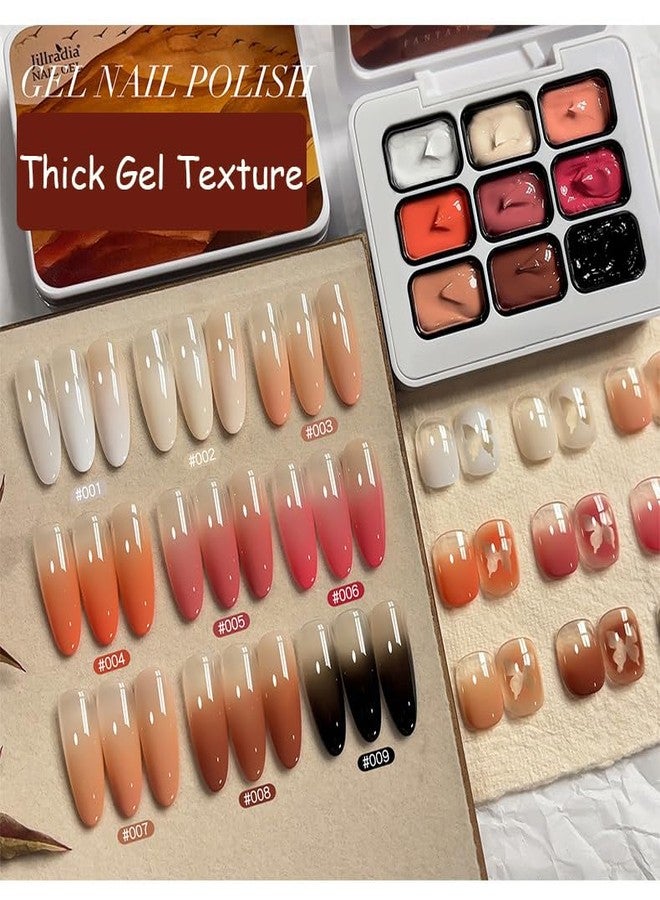 CLY AMS Sponge Pat Paint Nail Gel Palette, 9 Colors Autumn Ombre Nails Gradient Gel Polish, Blush Blooming Aura Nails Drawing Stripper Floral Painting Nail Art, for Home & Salon Use - Image 3