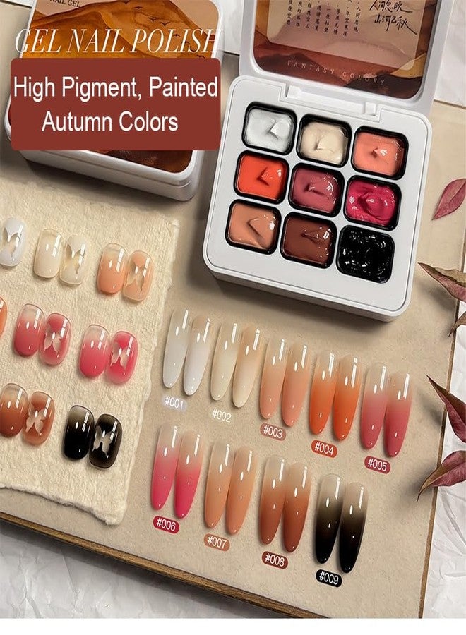 CLY AMS Sponge Pat Paint Nail Gel Palette, 9 Colors Autumn Ombre Nails Gradient Gel Polish, Blush Blooming Aura Nails Drawing Stripper Floral Painting Nail Art, for Home & Salon Use - Image 5