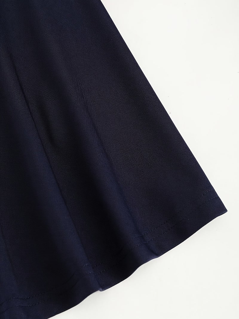 Women'S Spring And Autumn New Easy Color-Blocking One-Shoulder Lapel Design Waist-Cinching Daily Casual Fashion Commuting Large Skirt Covering Meat Long-Sleeved Dress - Image 5