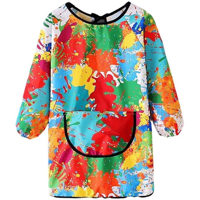 Bukela Kids Art Smock Long Sleeve Graffiti Painting Apron Toddler Waterproof Children Artist Smock with Pocket - Image 1