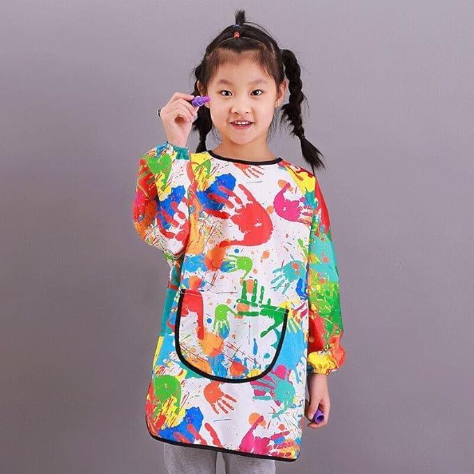 Bukela Kids Art Smock Long Sleeve Graffiti Painting Apron Toddler Waterproof Children Artist Smock with Pocket - Image 3