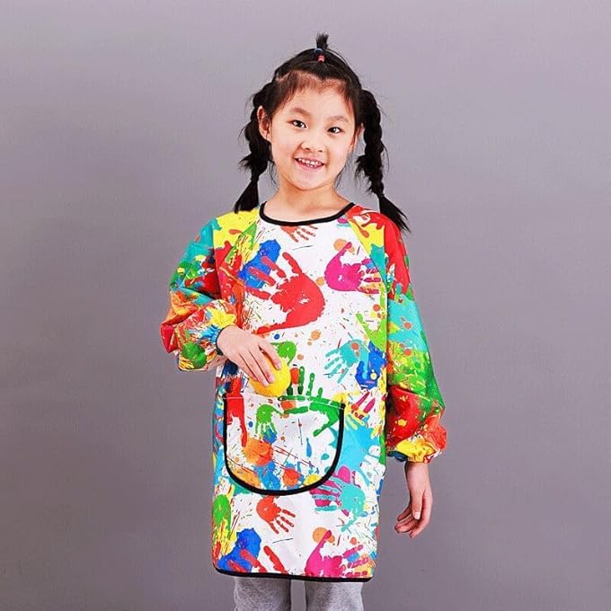 Bukela Kids Art Smock Long Sleeve Graffiti Painting Apron Toddler Waterproof Children Artist Smock with Pocket - Image 4