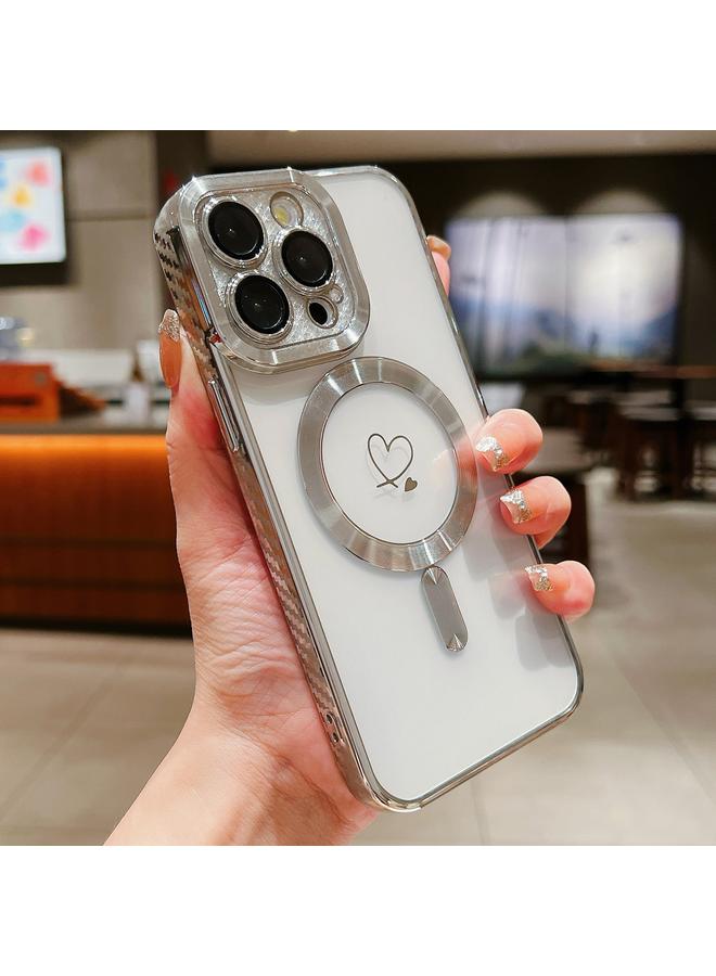 S-TOP Case For iPhone 15 Pro Max Loves Carbon Fiber Clear Plated Magsafe TPU Phone Case - Image 1