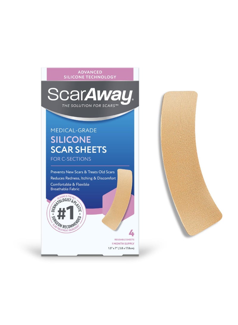 scaraway Advanced Skincare Silicone Scar Sheets For Csections 4 sheets 1 Month Supply - Image 1