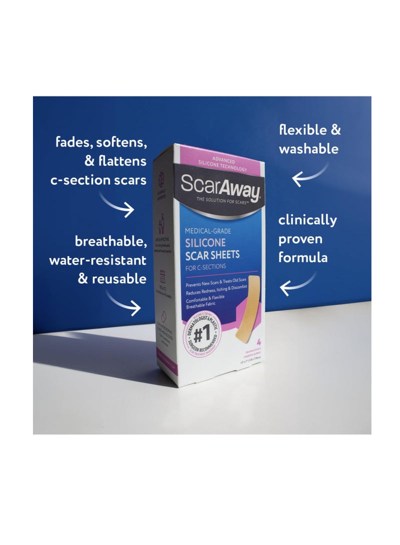 scaraway Advanced Skincare Silicone Scar Sheets For Csections 4 sheets 1 Month Supply - Image 2