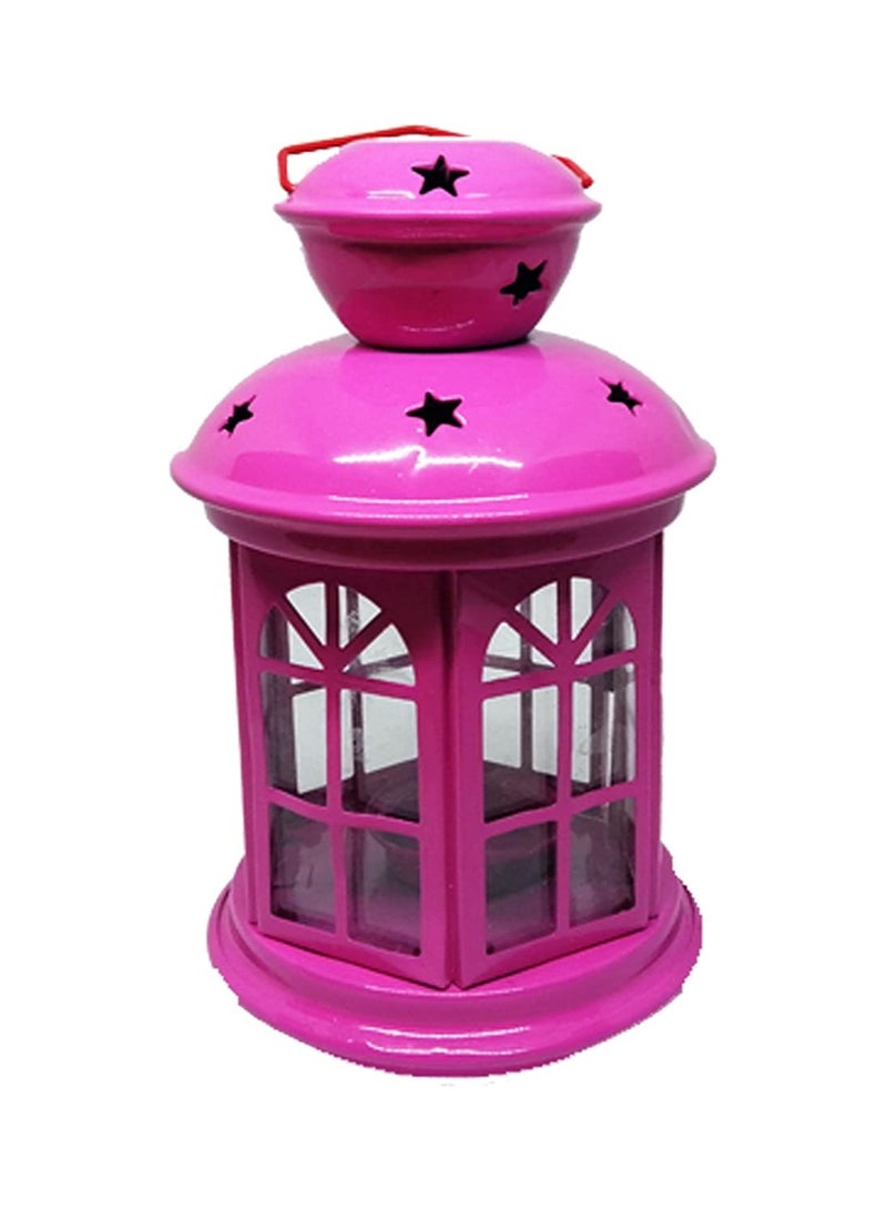 "Lantern - dark fuchsia, 22 cm, with clear glass, also includes a gift candle." - Image 1