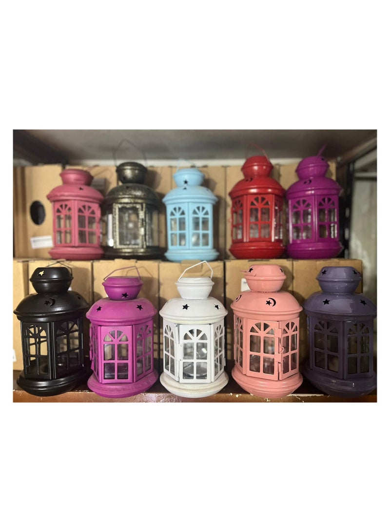 "Lantern - dark fuchsia, 22 cm, with clear glass, also includes a gift candle." - Image 2