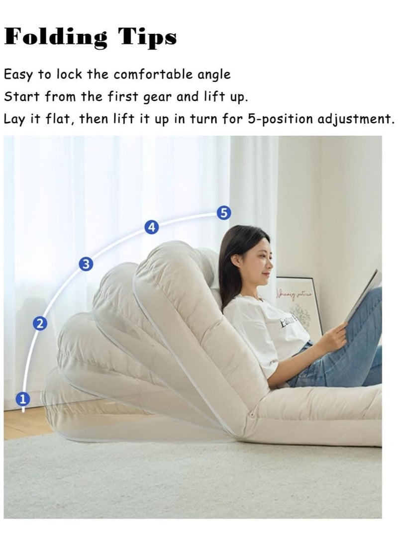 VUCATIN - Folding Floor Chair Leisure Sofa Folding Single Back Sofa Cushion Multi-angle Adjustable Cushion Sleeper Bed Suitable Removable and Washable Sofa for Balcony Bedroom Tatami - Image 1