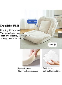VUCATIN Folding Floor Chair Leisure Sofa Folding Single Back Sofa Cushion Multi-angle Adjustable Cushion Sleeper Bed Suitable Removable and Washable Sofa for Balcony Bedroom Tatami  - Image 3